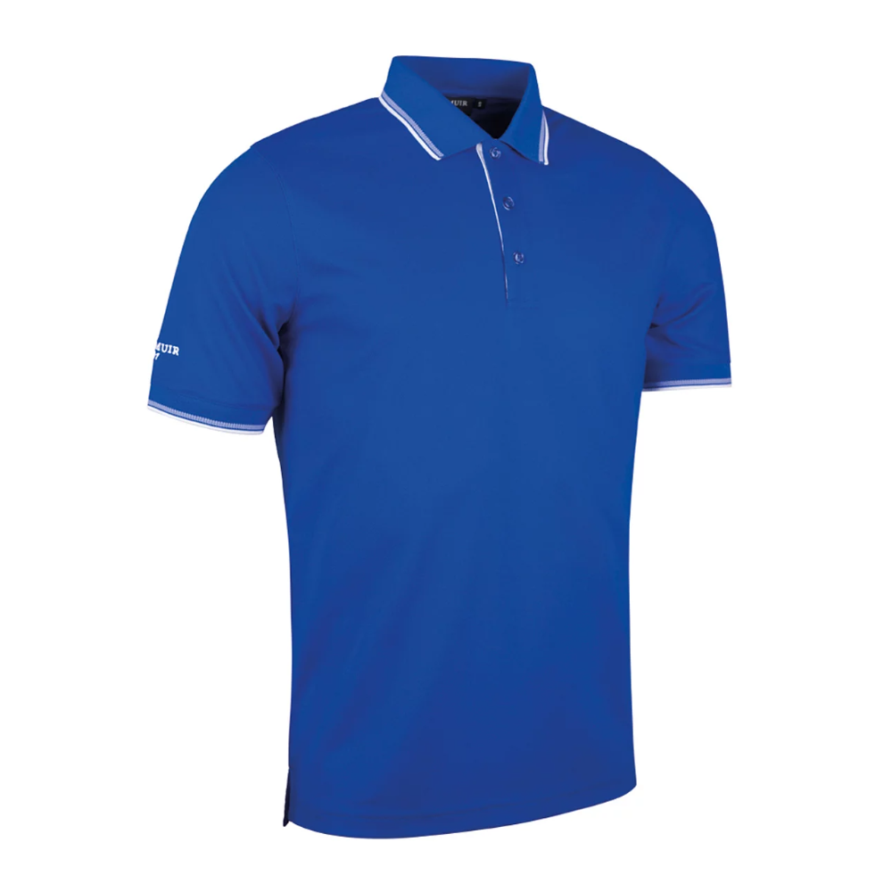 G.Ethan Mens Tipped Performance Pique Golf Polo Shirt Ascot Blue/White