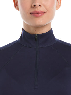 Women's Quarter Zip Brushed Heather Pullover - Navy