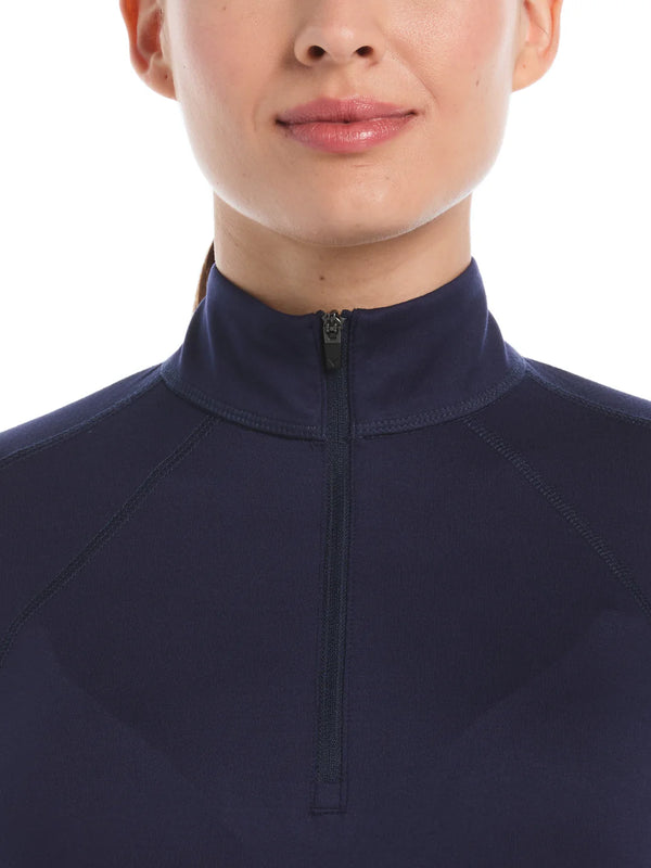 Women's Quarter Zip Brushed Heather Pullover - Navy