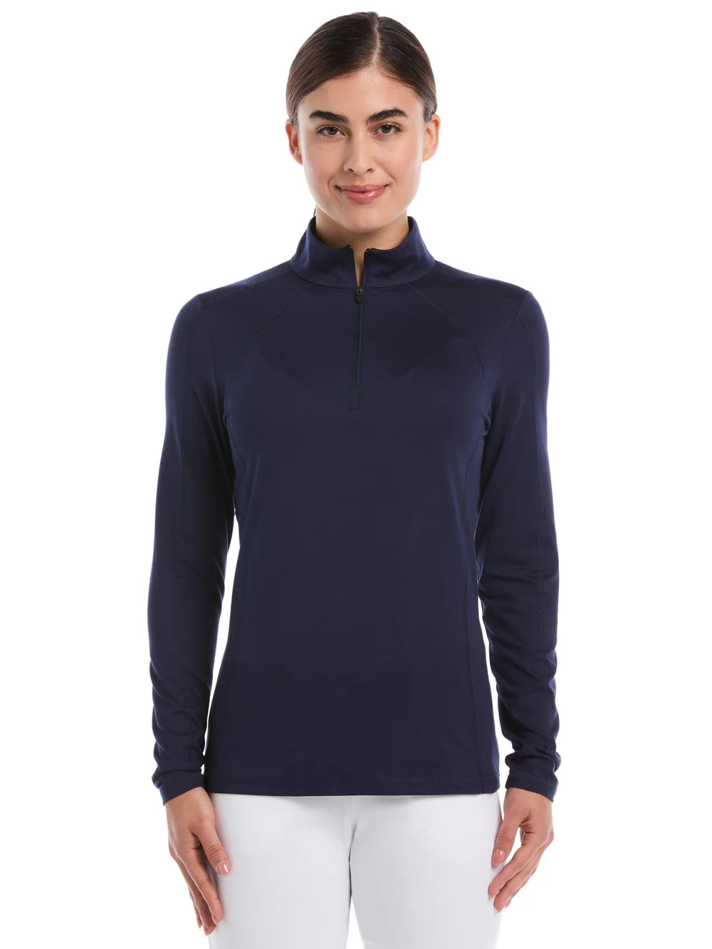 Women's Quarter Zip Brushed Heather Pullover - Navy