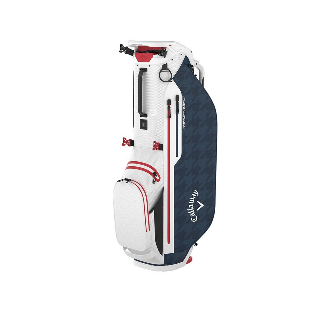 Fairway C HD Stand Bag- White/Navy HND/Red/Flag